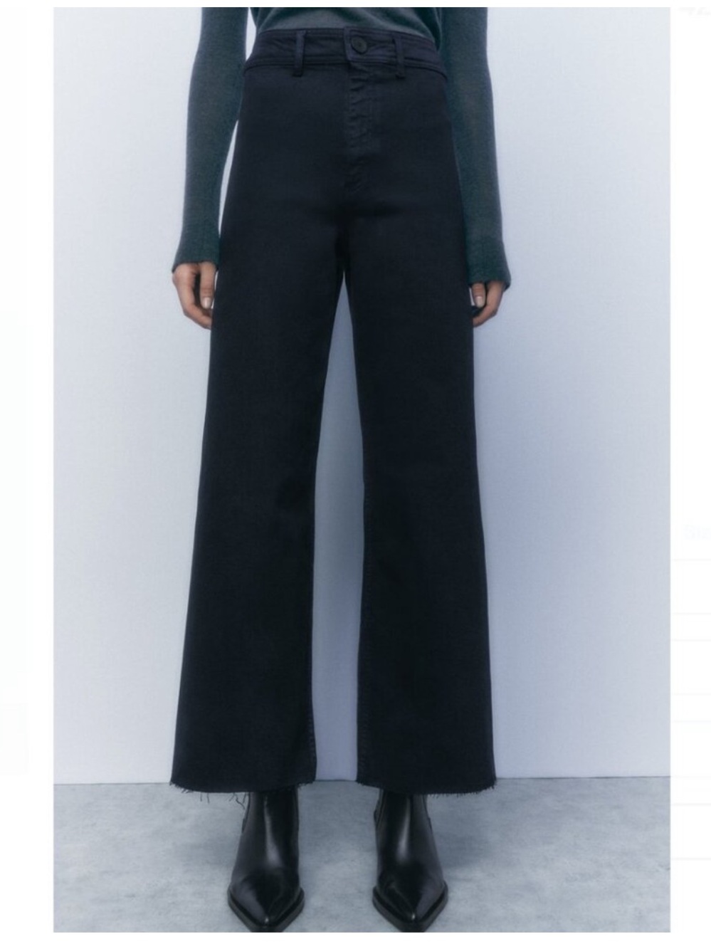 Zara marine Black High-Rise Wide-Leg Jeans
